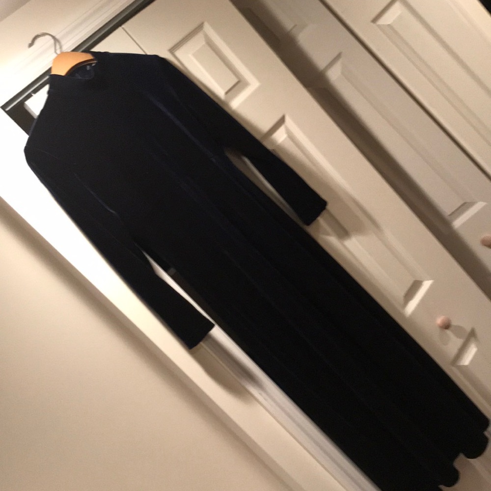Velvet, smart, navy blue, long flattering dress
